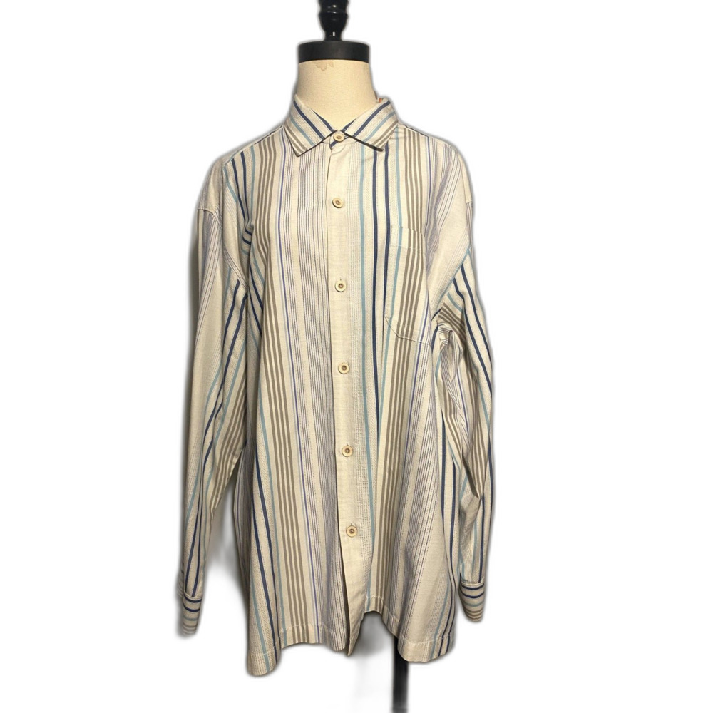 Tommy Bahama Long Sleeve Silk and Cotton Mens Shirt Size Large NWT